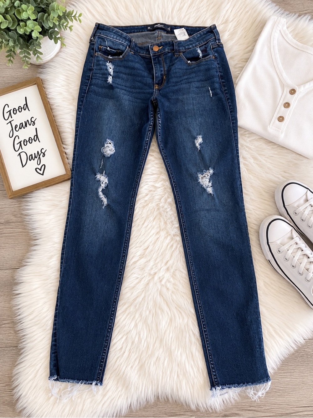 Y2K Hollister Low Rise Super Skinny Distressed Jeans 11R W30 L30